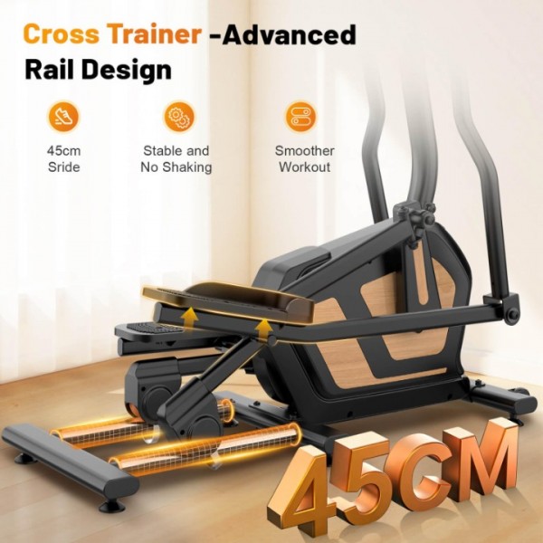Cowmew Magnetic Elliptical Exercise Machine Quiet & Smooth Elliptical Training Machines with 16 Levels, Indoor Cardio Equipment for Home