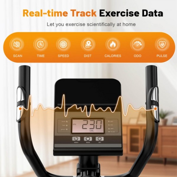 Cowmew Magnetic Elliptical Exercise Machine Quiet & Smooth Elliptical Training Machines with 16 Levels, Indoor Cardio Equipment for Home