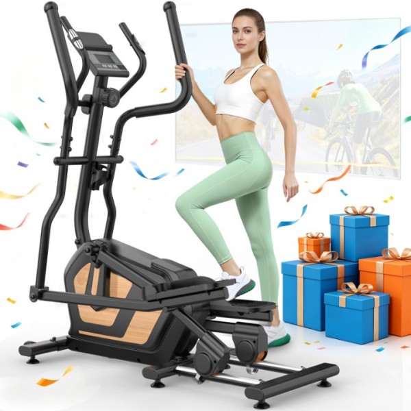 Cowmew Magnetic Elliptical Exercise Machine Quiet & Smooth Elliptical Training Machines with 16 Levels, Indoor Cardio Equipment for Home